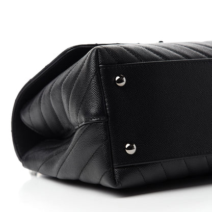 Chanel Caviar Chevron Quilted Small Coco Handle Flap Black 6 of 11