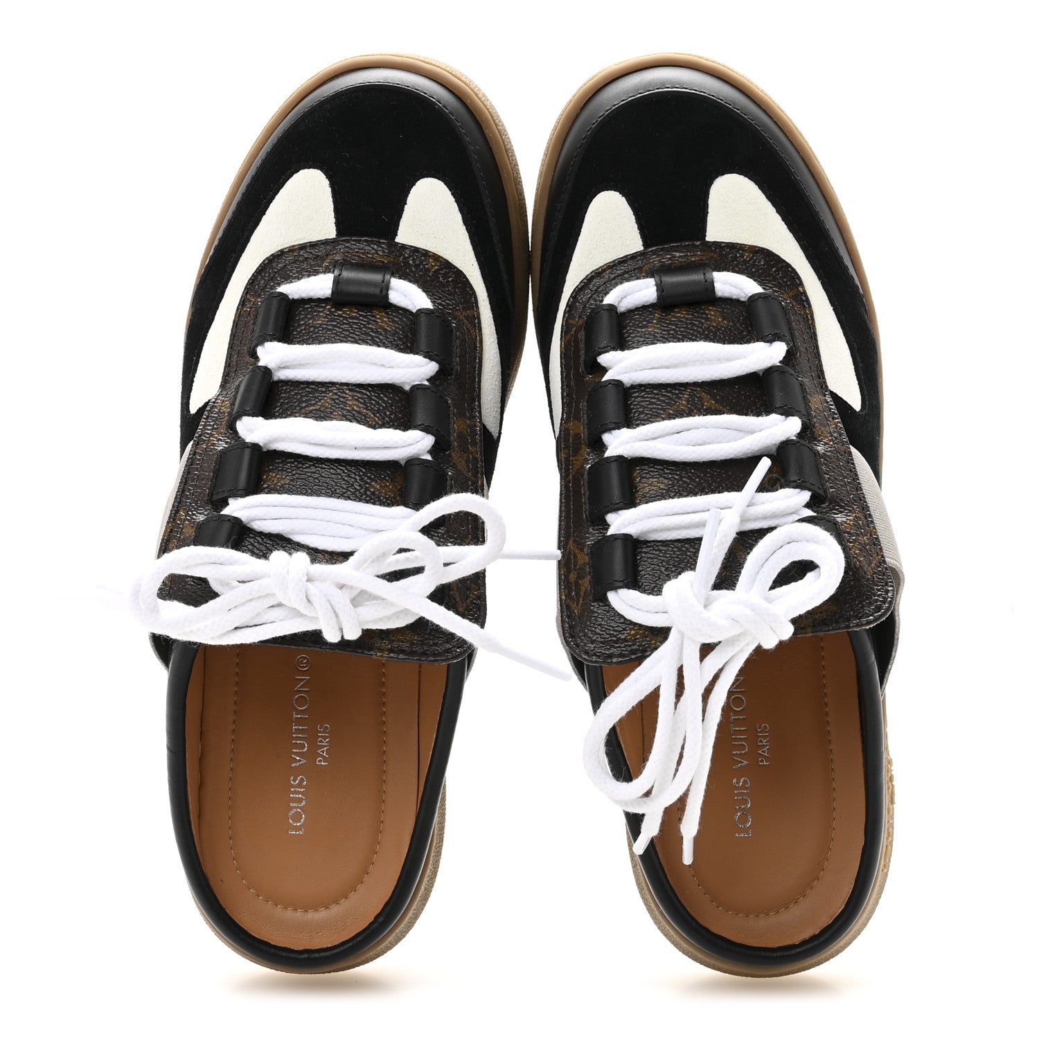 Louis Vuitton Suede Monogram Lous Open Back Sneaker 37 Black