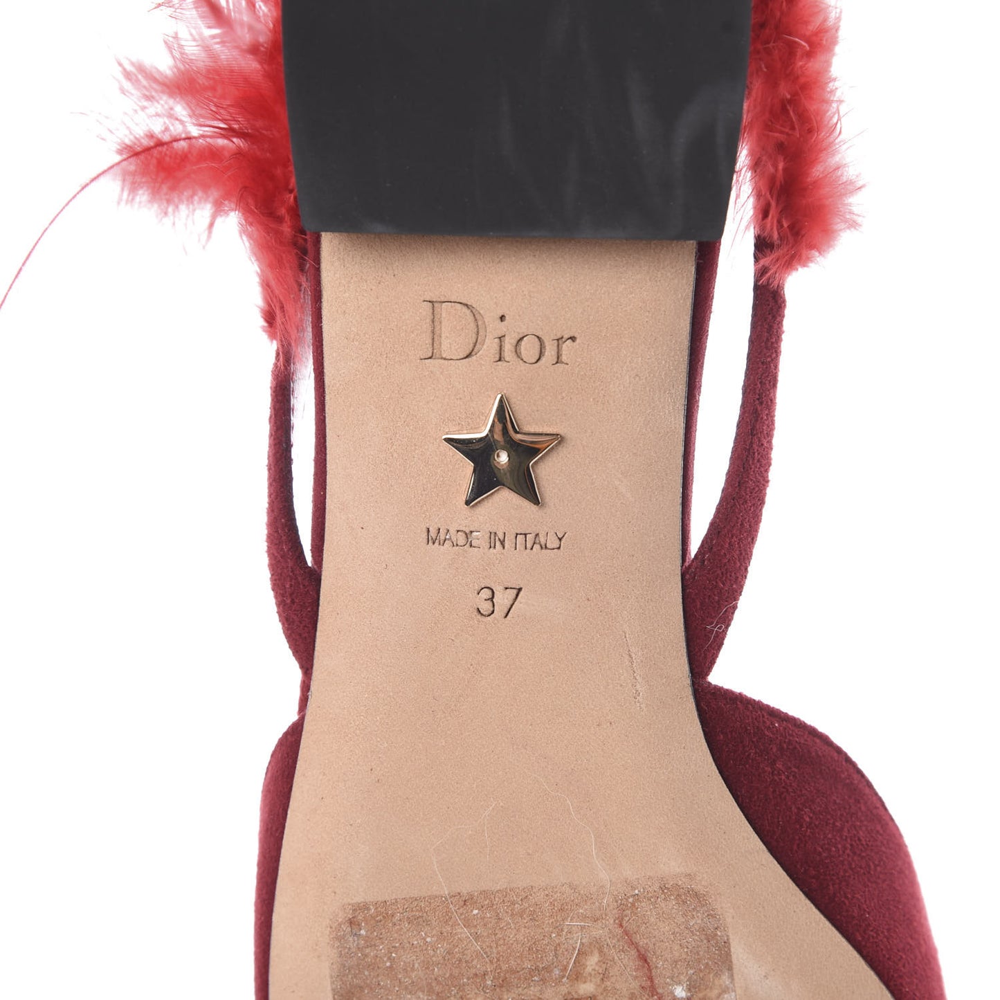 Suede Feather Dior Ethnie Flats 37 Medium Red