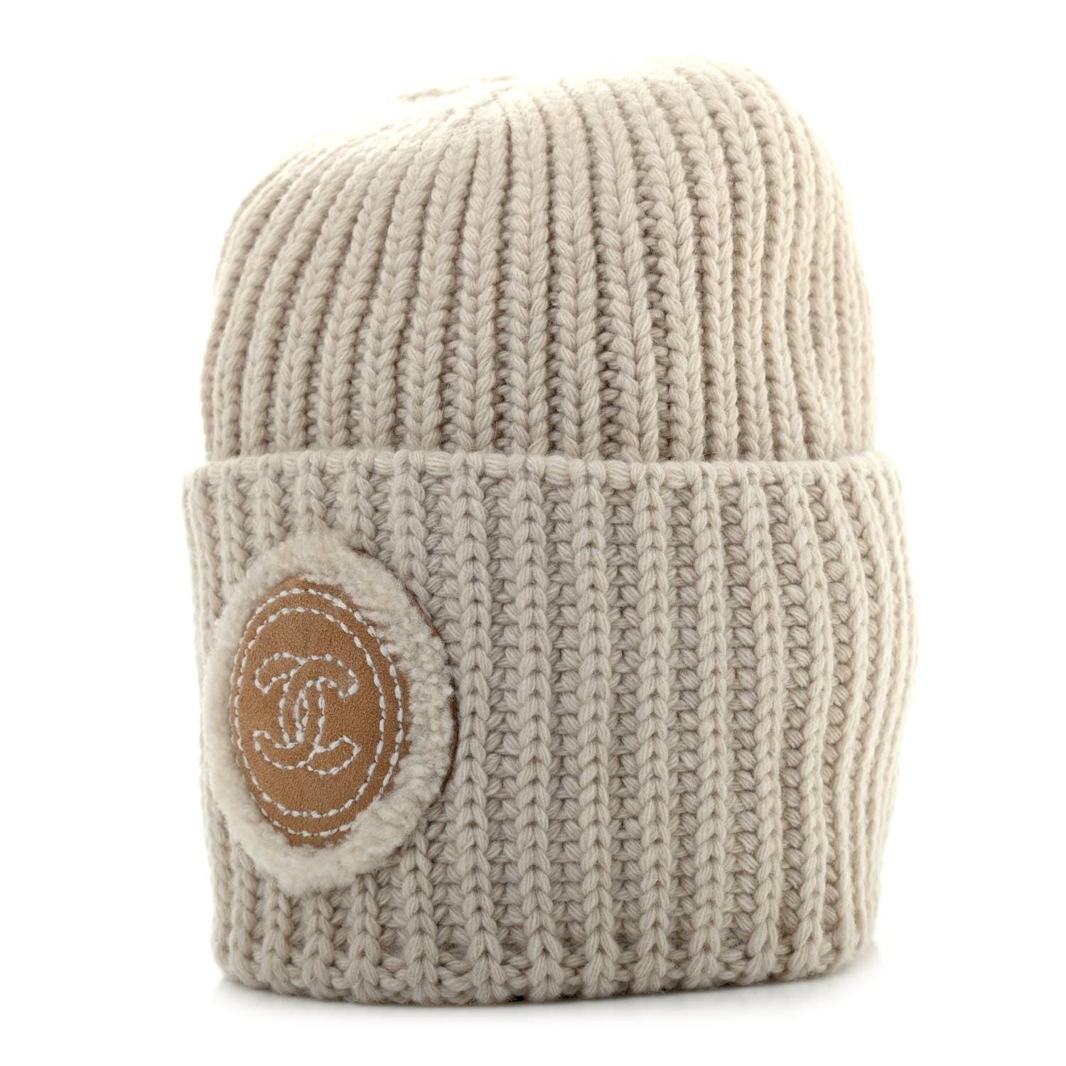 Chanel Wool Cashmere CC Beanie Hat White 2 of 4