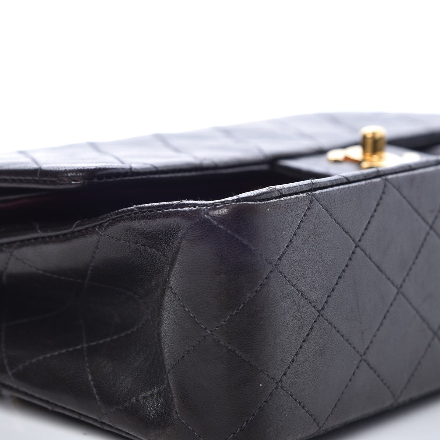 Lambskin Quilted Medium Double Flap Black