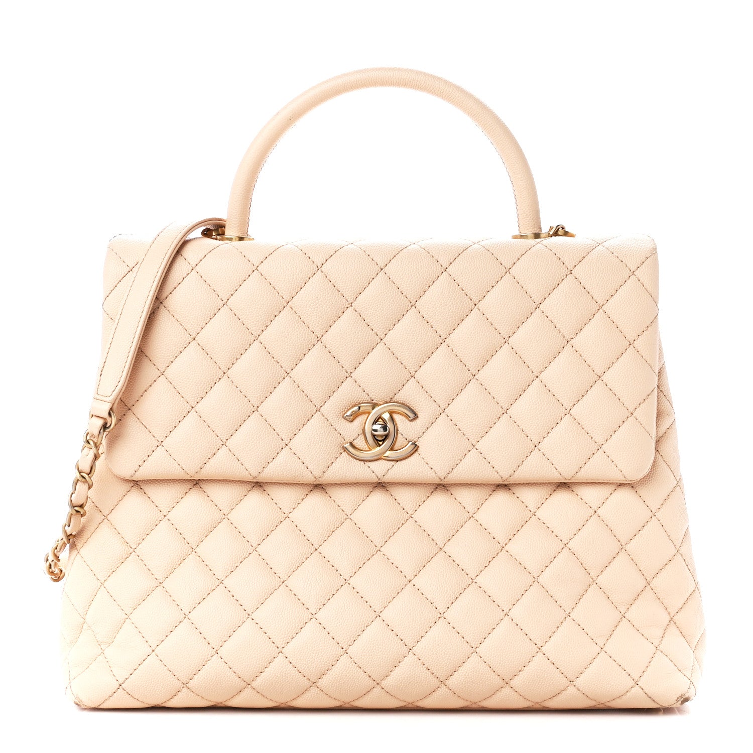 Chanel Caviar Quilted Large Coco Handle Flap Beige 1 of 15