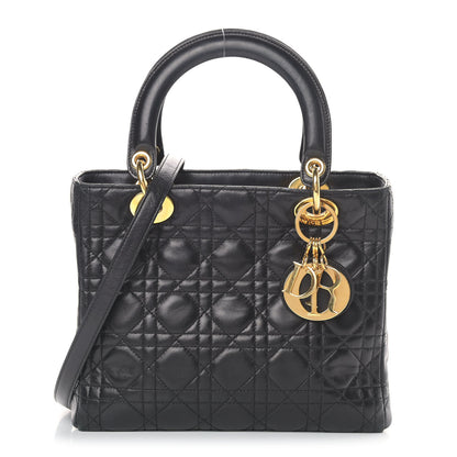 Christian Dior Lambskin Cannage Medium Lady Dior Black 1 of 19