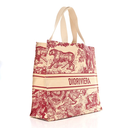 Christian Dior Straw Dioriviera Tote Red 3 of 9