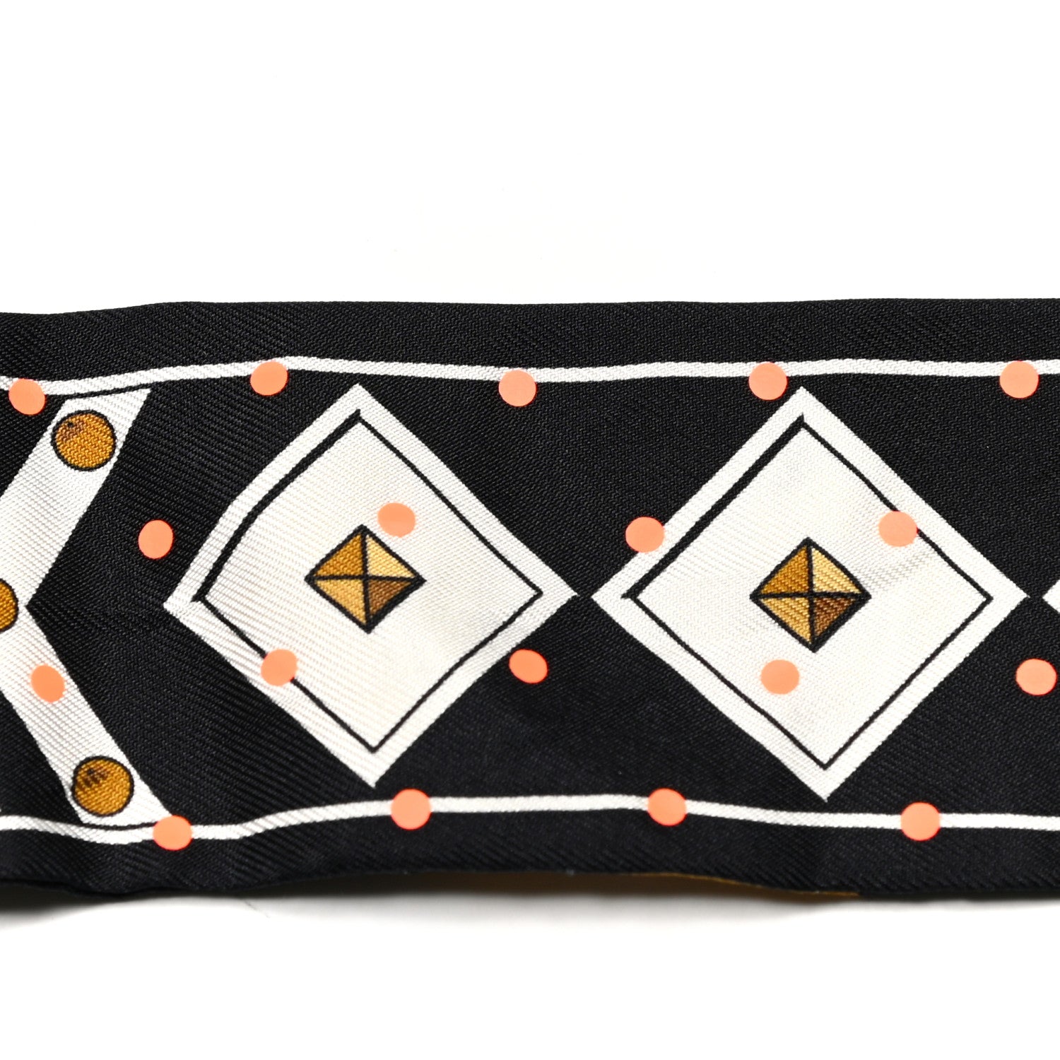 Hermes Silk Colliers Et Chiens Twilly Black Gold White 3 of 4