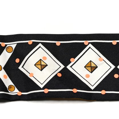 Hermes Silk Colliers Et Chiens Twilly Black Gold White 3 of 4