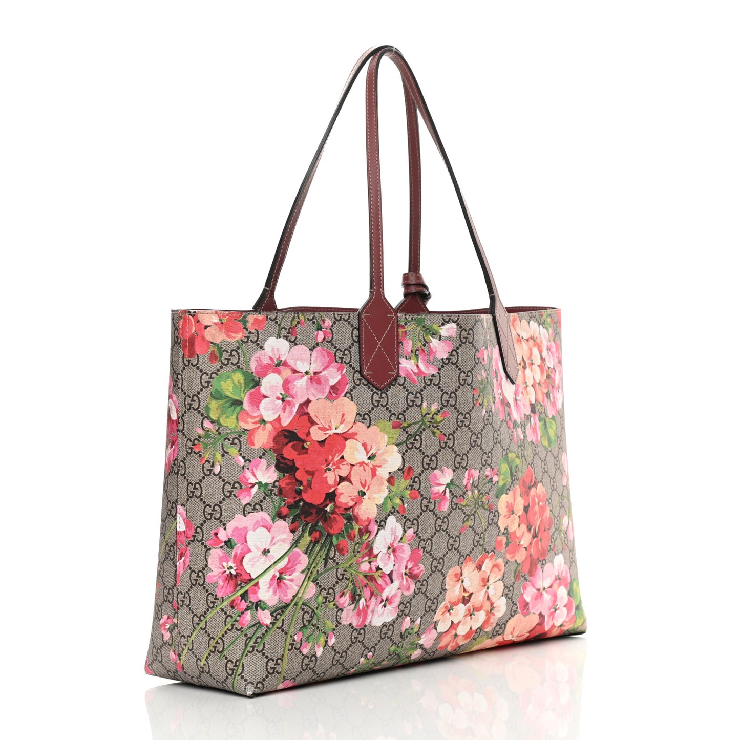 GG Supreme Monogram Blooms Medium Reversible Tote Beige Multicolor Dry Rose