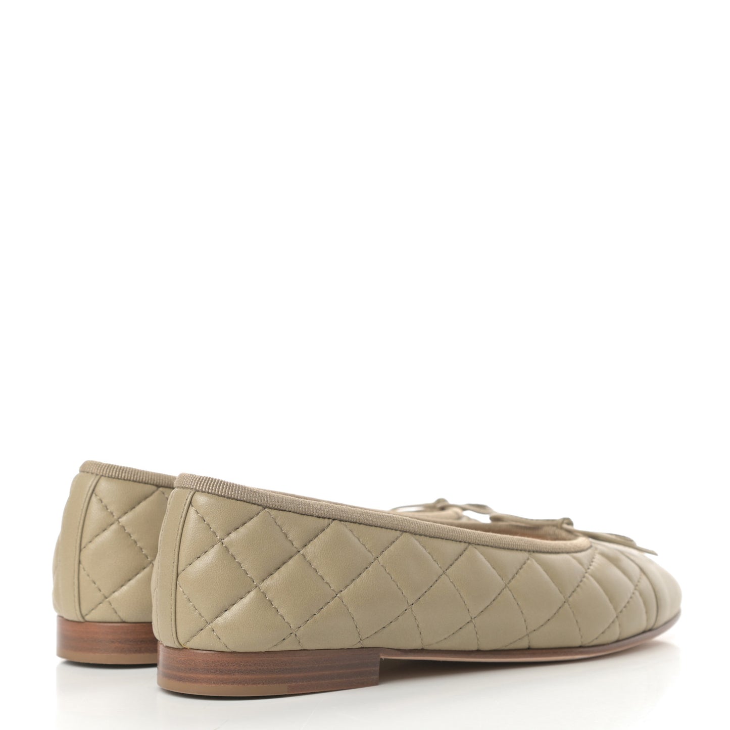 Lambskin Quilted Cap Toe Ballerina Flats 36.5 Beige Fonce