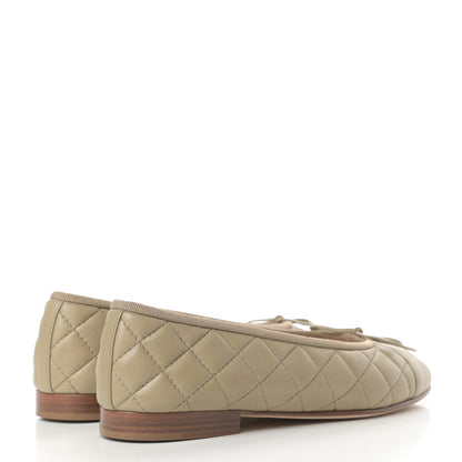 Chanel Lambskin Quilted Cap Toe Ballerina Flats 36.5 Beige Fonce 4 of 12