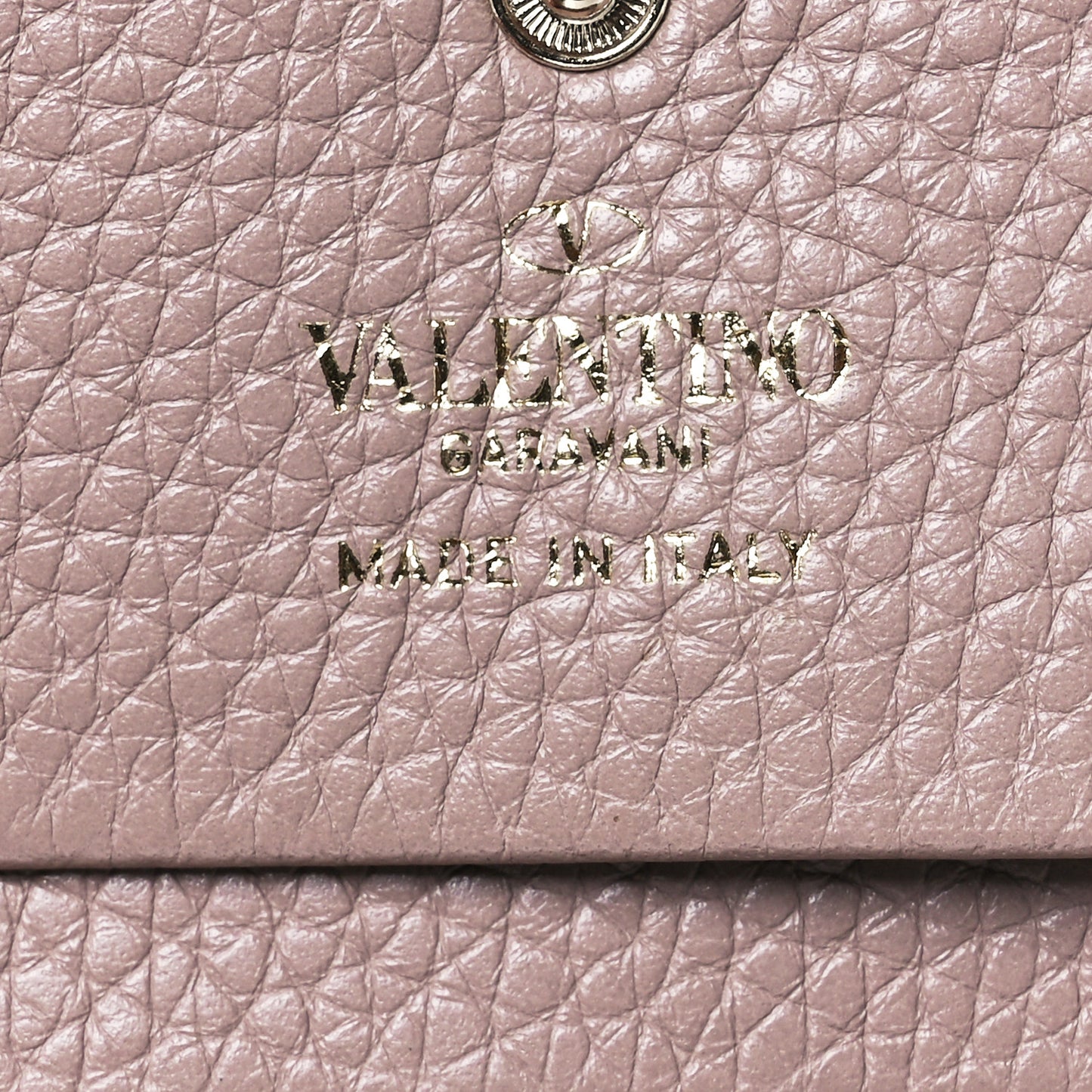 Pebbled Calfskin Rockstud French Flap Wallet Poudre