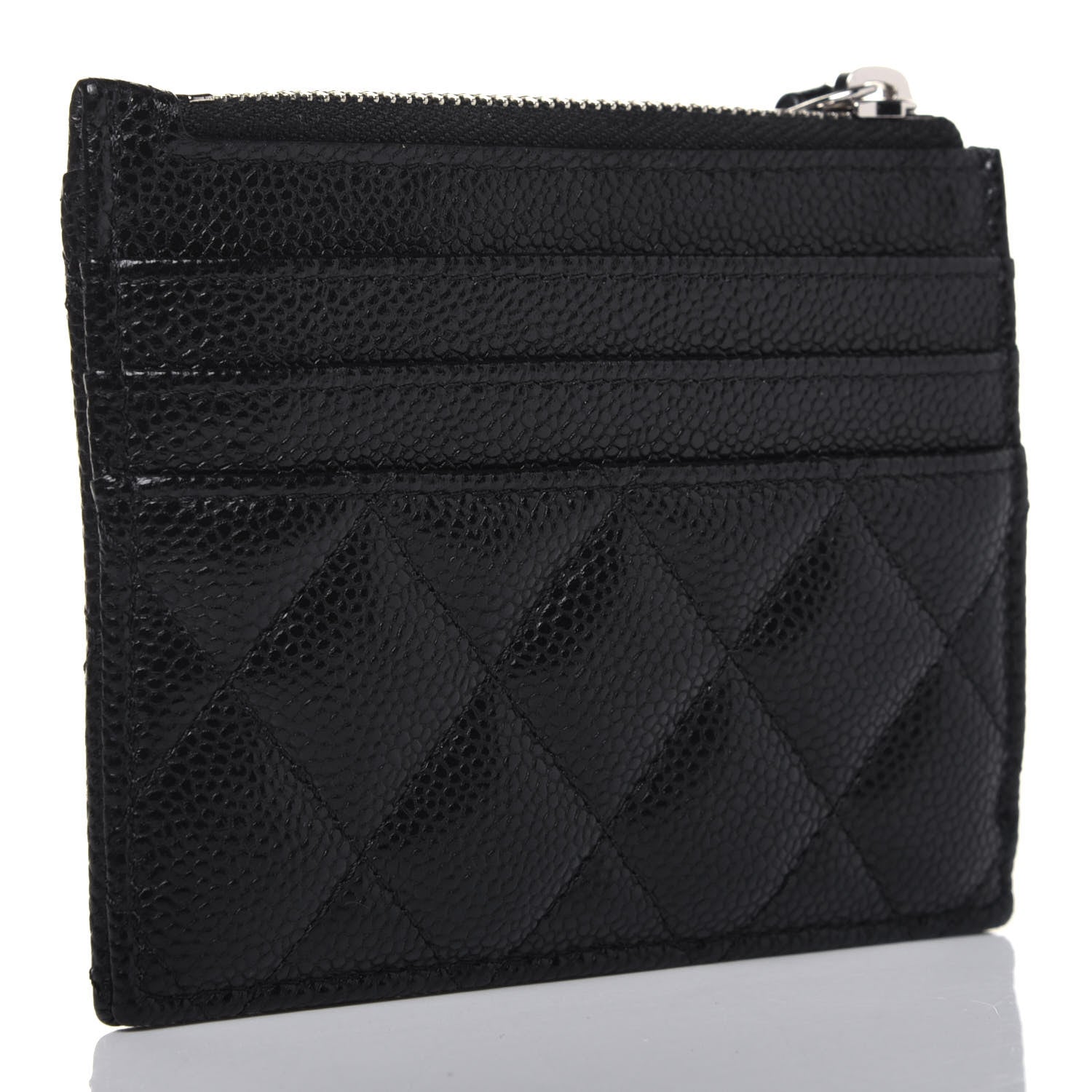 Chanel Caviar Quilted CC Zip Card Holder Black 3 of 13