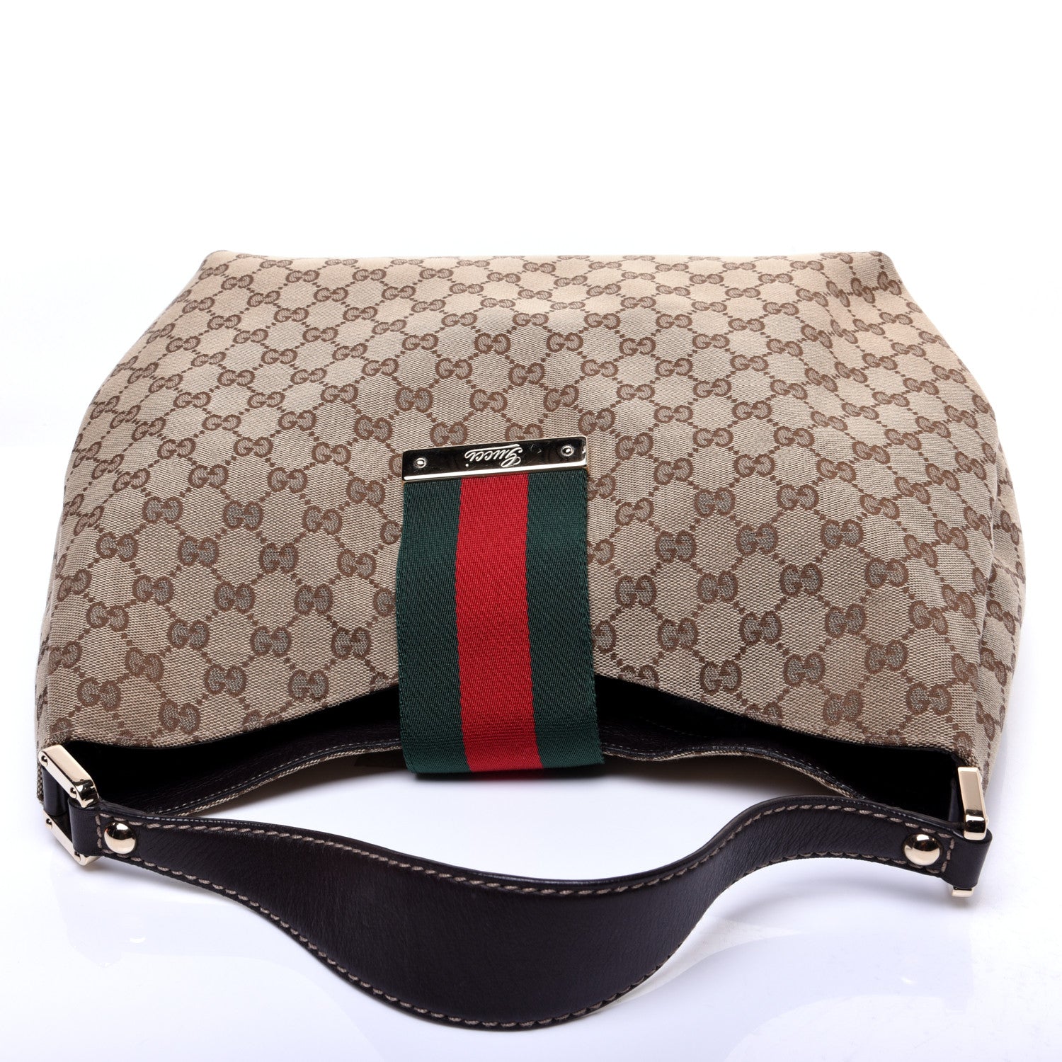 Gucci Monogram Large New Ladies Web Hobo Dark Brown 11 of 14