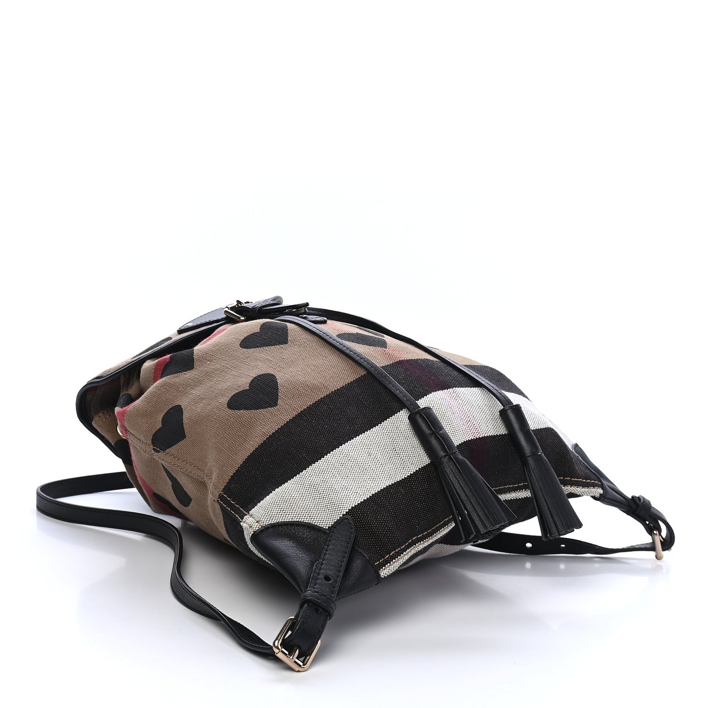 Overdyed Canvas Mega Check Heart Print Medium Chiltern Backpack Black