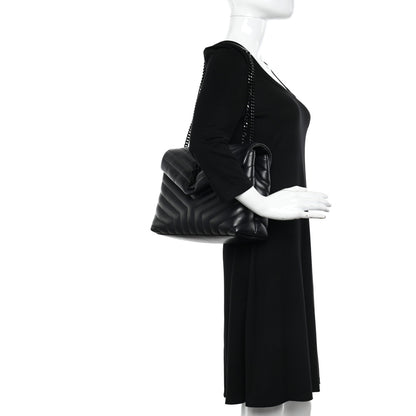 Saint Laurent Calfskin Y Quilted Monogram Monochrome Medium Loulou Chain Satchel Black 2 of 9