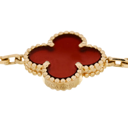 Van Cleef & Arpels 18K Yellow Gold Carnelian 5 Motifs Vintage Alhambra Bracelet 4 of 5