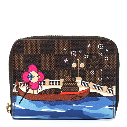 Louis Vuitton Damier Ebene 2019 Christmas Animation Zippy Coin Purse Blue 1 of 12