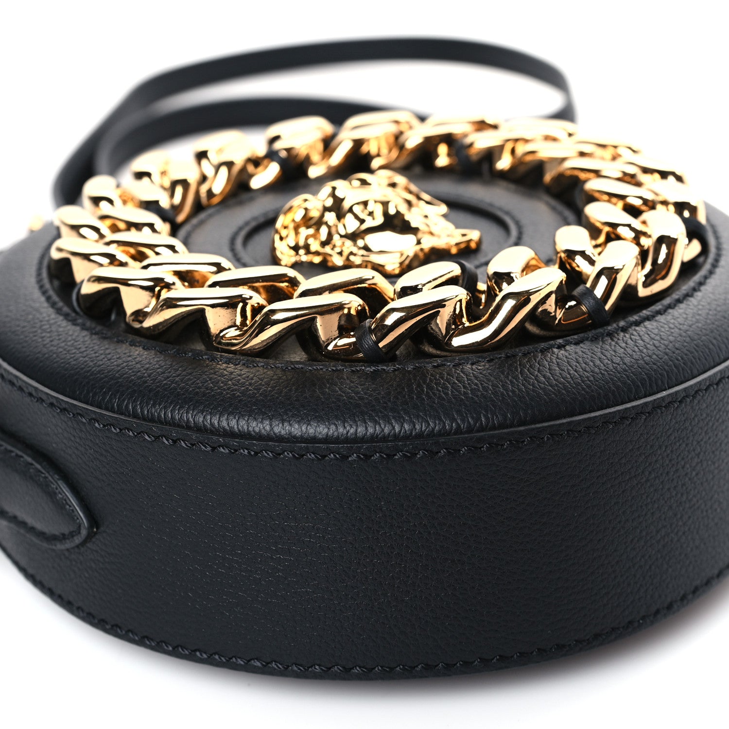 Versace Grained Calfskin Mini La Medusa Disco Round Crossbody Bag Black 6 of 7
