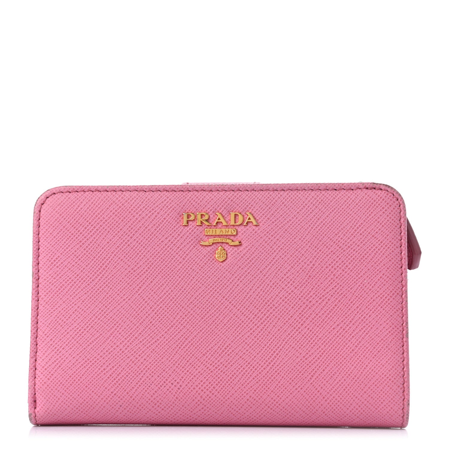 Prada Saffiano Colour Metal Compact Wallet Begonia Giada 1 of 10