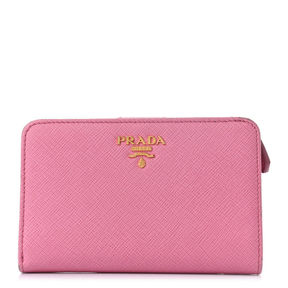 Prada Saffiano Colour Metal Compact Wallet Begonia Giada 1 of 10