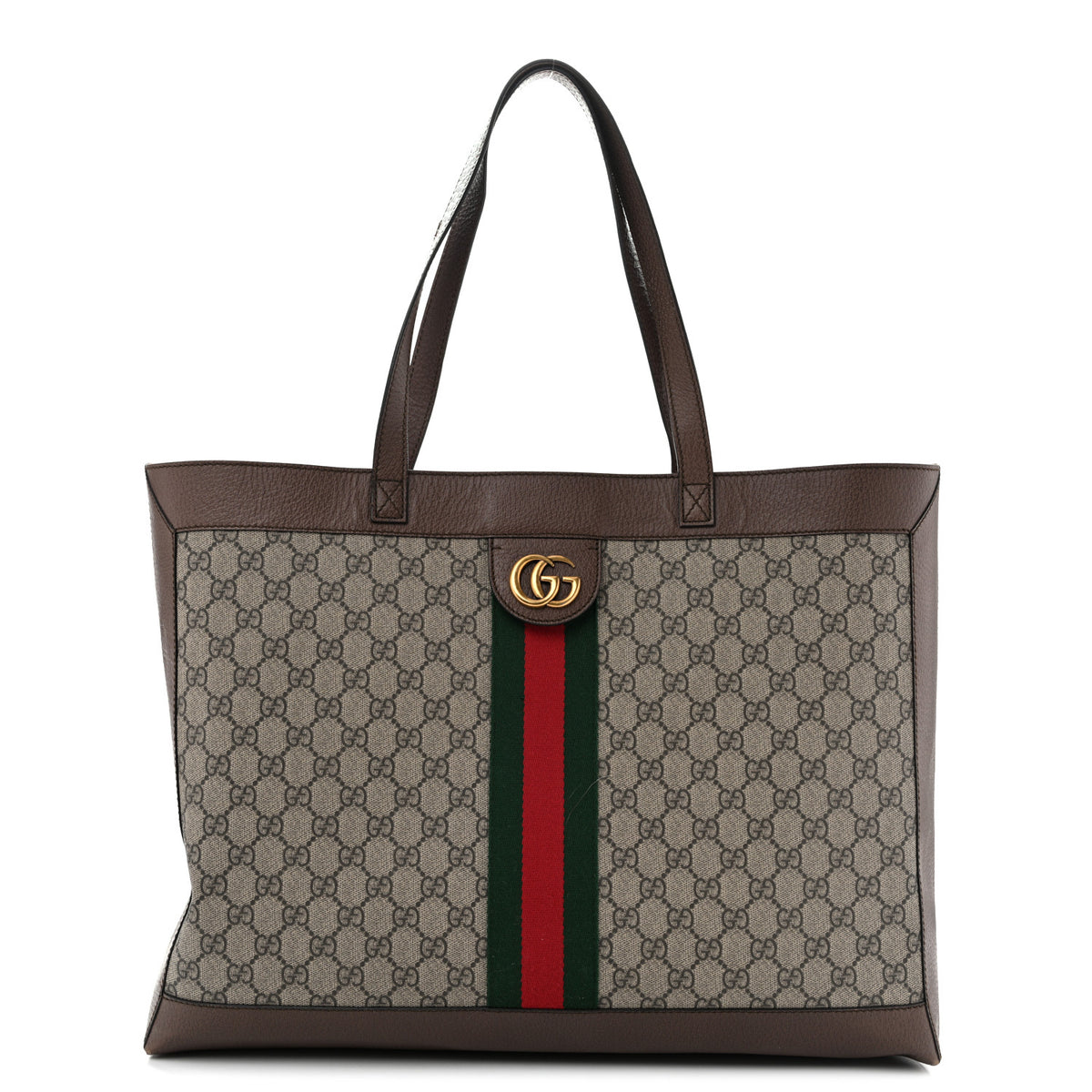 Gucci GG Supreme Monogram Web Ophidia Tote Brown 1 of 16