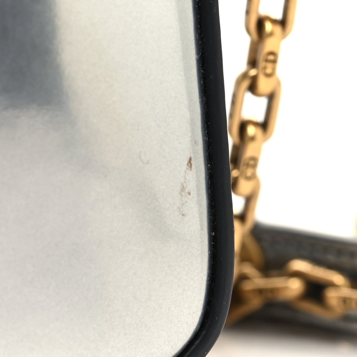 Metallic Glazed Calfskin Mini Lady Dior Silver