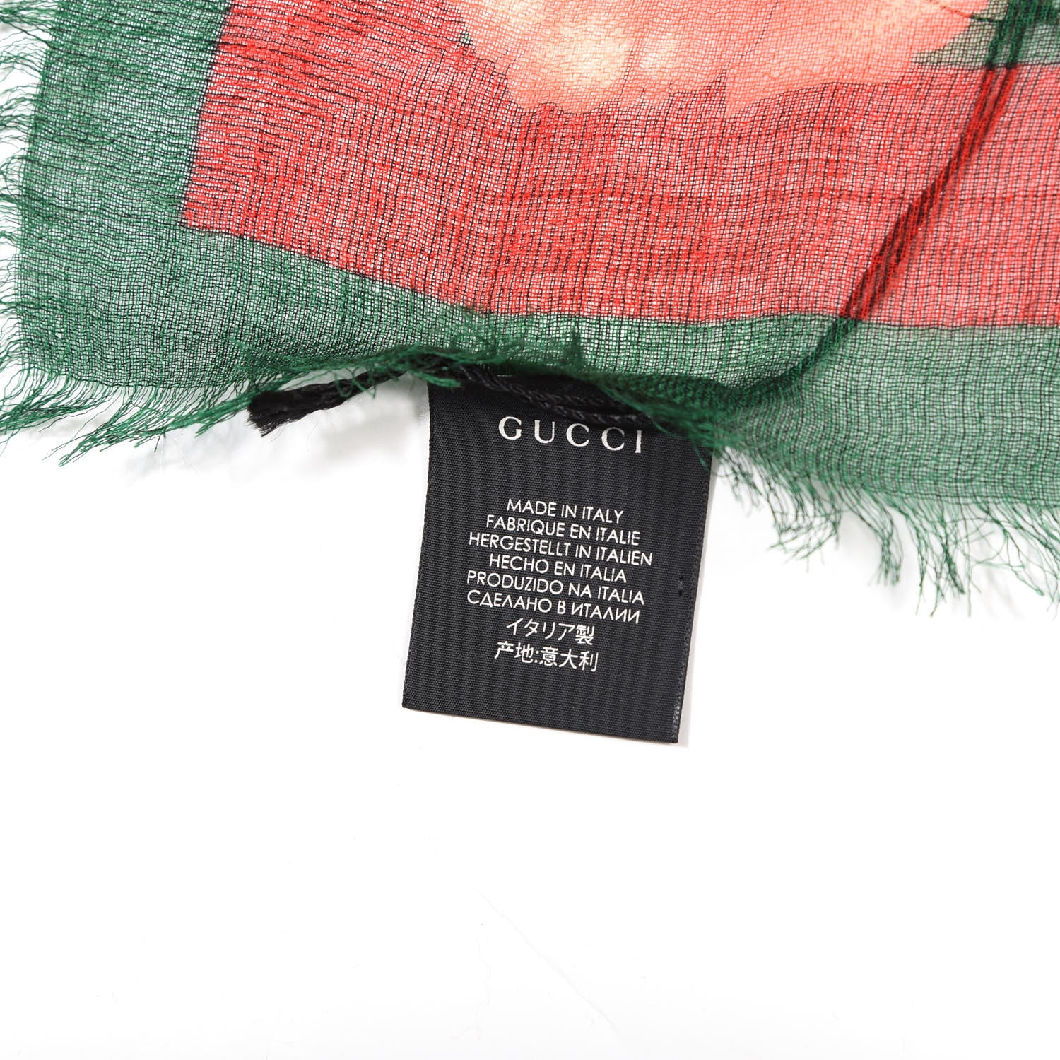 Gucci Wool Silk Floral Web Square Scarf Black Dark Green 3 of 4