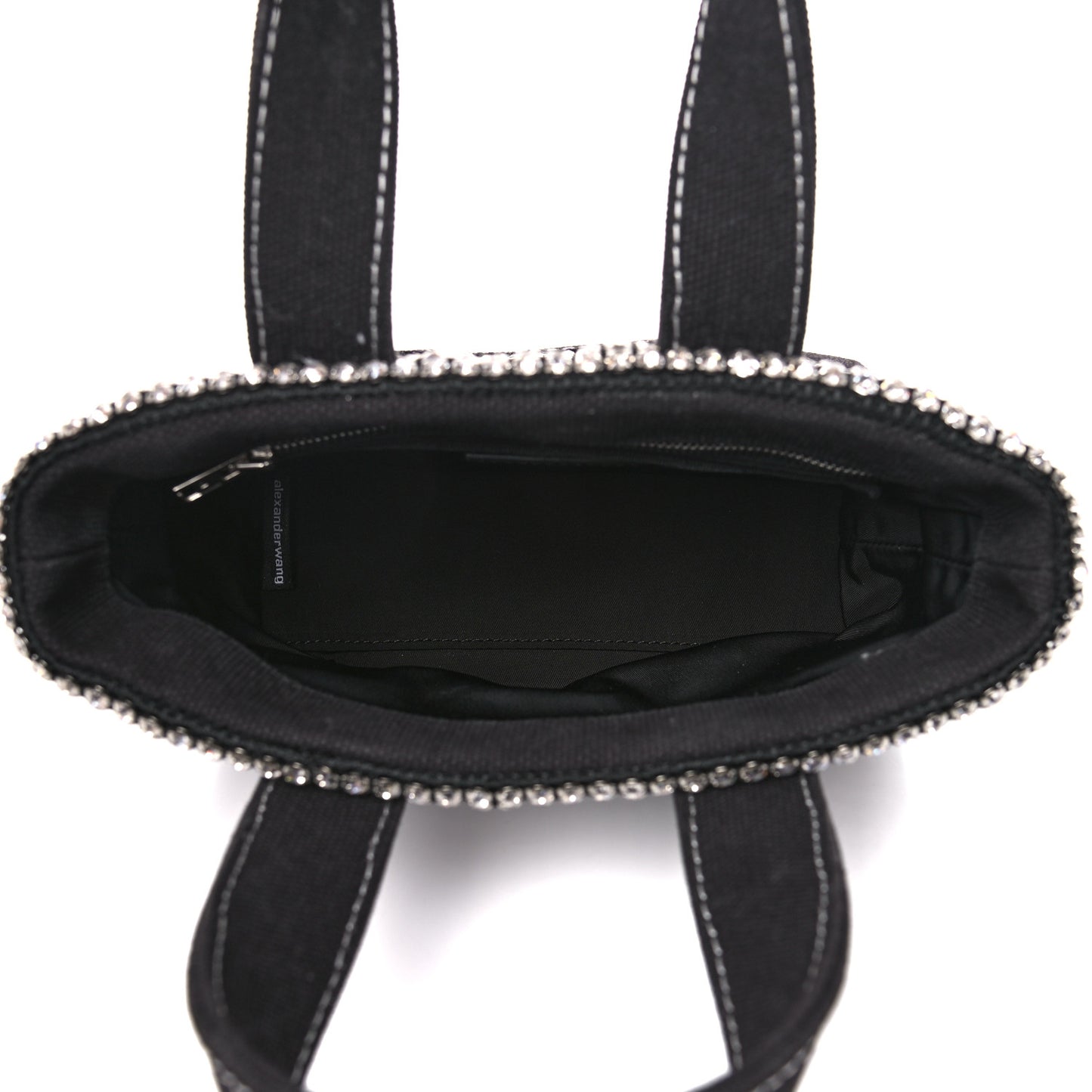Mesh Crystal Rhinestone Mini Cruiser Tote Black Silver