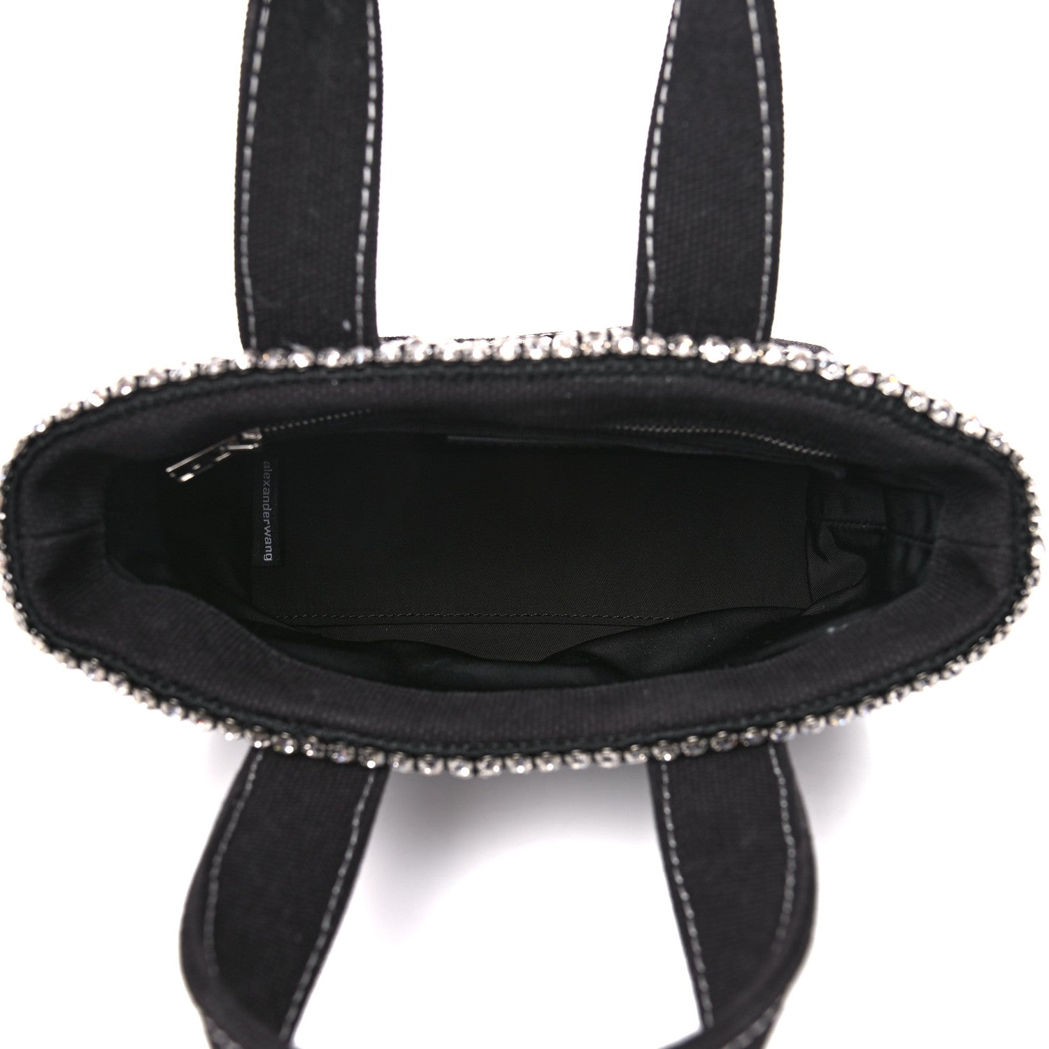 Alexander Wang Mesh Crystal Rhinestone Mini Cruiser Tote Black Silver 5 of 11