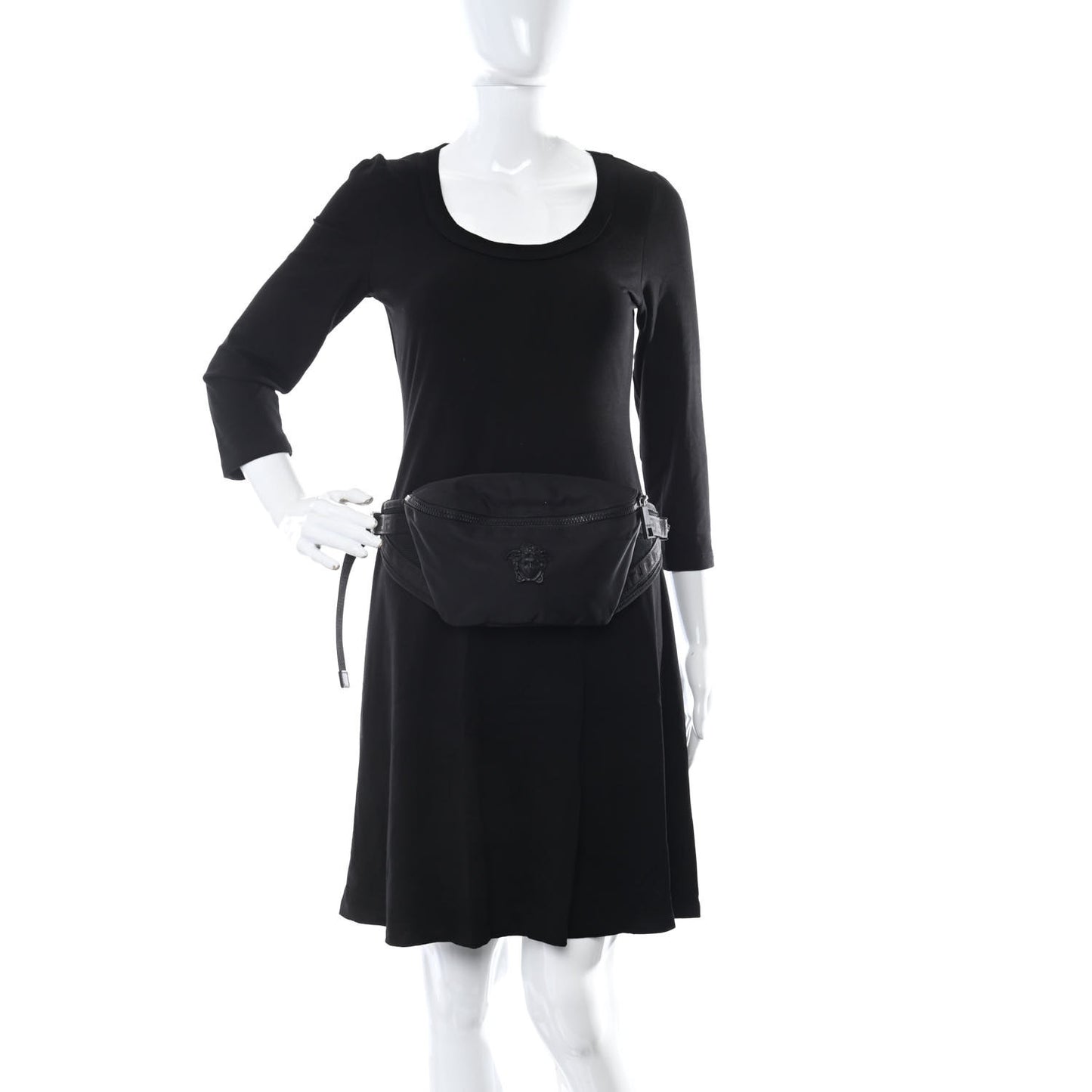 Nylon Palazzo Medusa Belt Bag Black