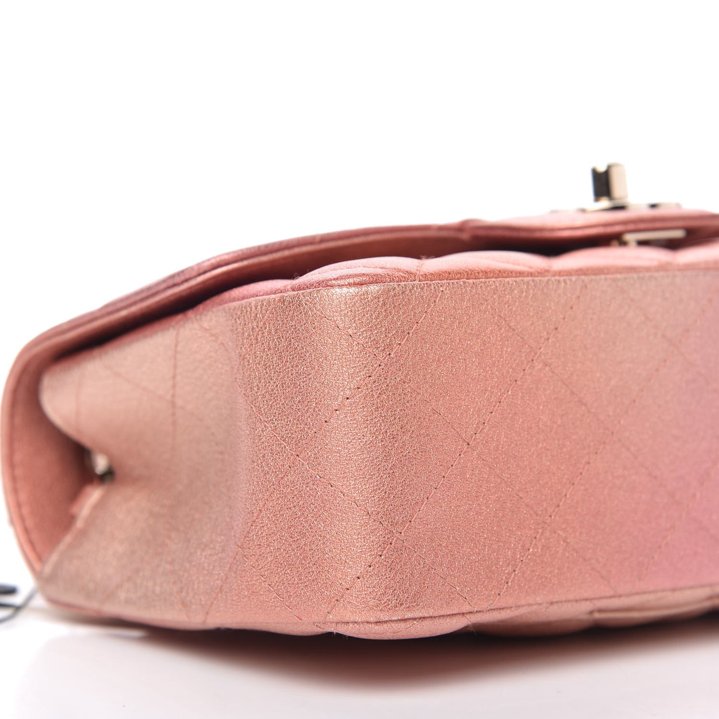 Metallic Lambskin Quilted Ombre Mini Rectangular Flap Pink