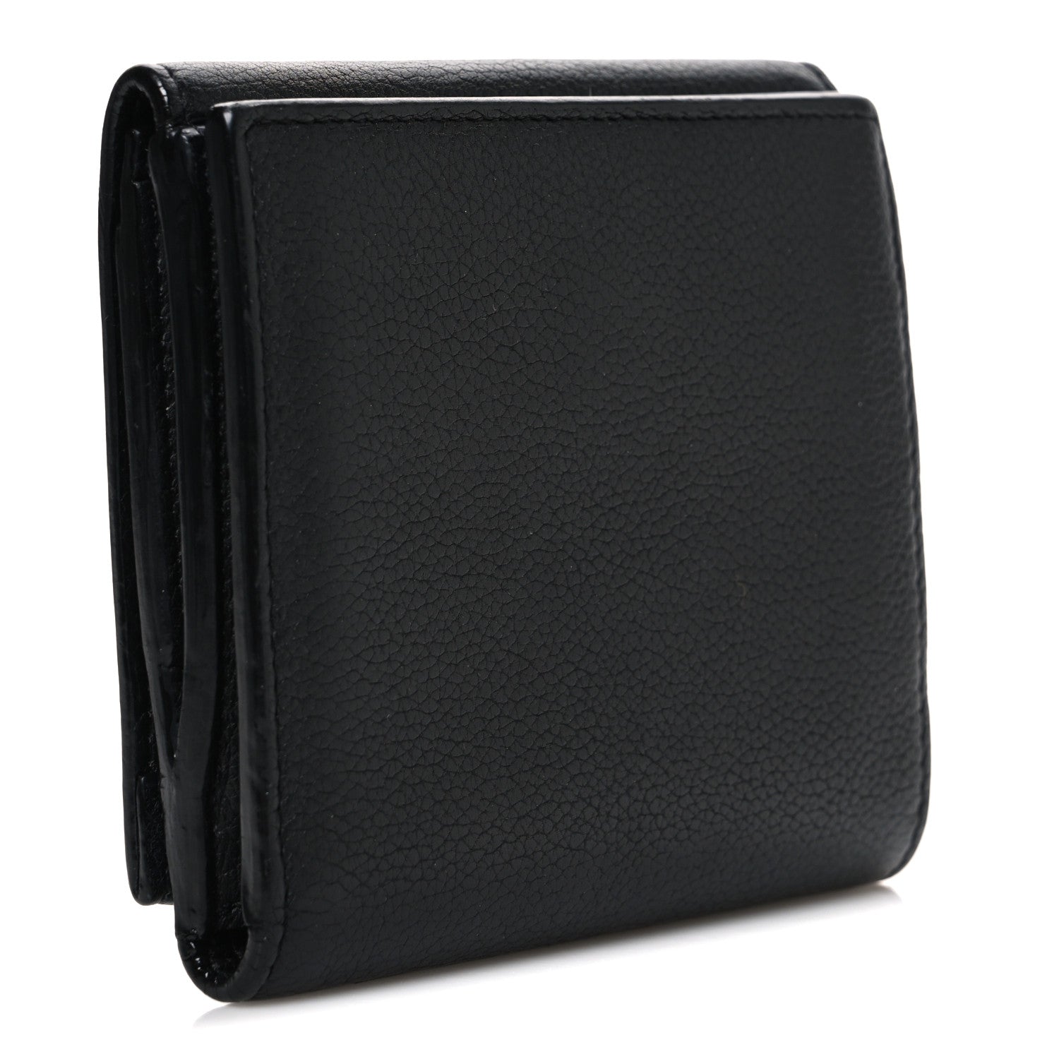 Louis Vuitton Calfskin LockMe II Compact Wallet Black 3 of 8