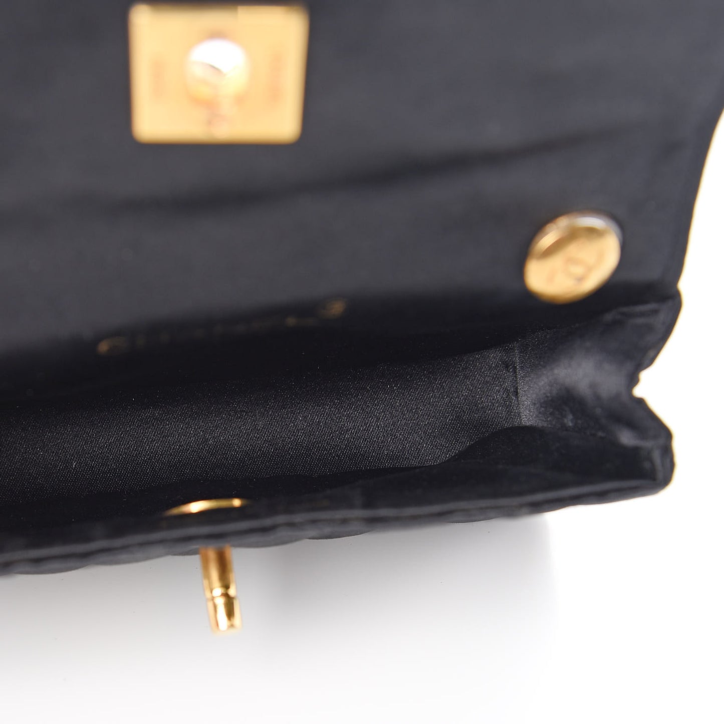 Satin Quilted Micro Mini Flap Black