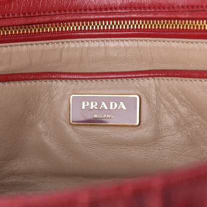 Prada Capretto Gaufre Flap Bag Rosso 5 of 10