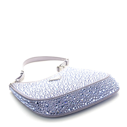 Prada Satin Crystal Cleo Adjustable Strap Shoulder Bag Glicine 4 of 9