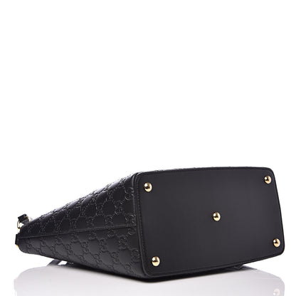 Gucci Guccissima Small Zippered Bucket Tote Black 4 of 9