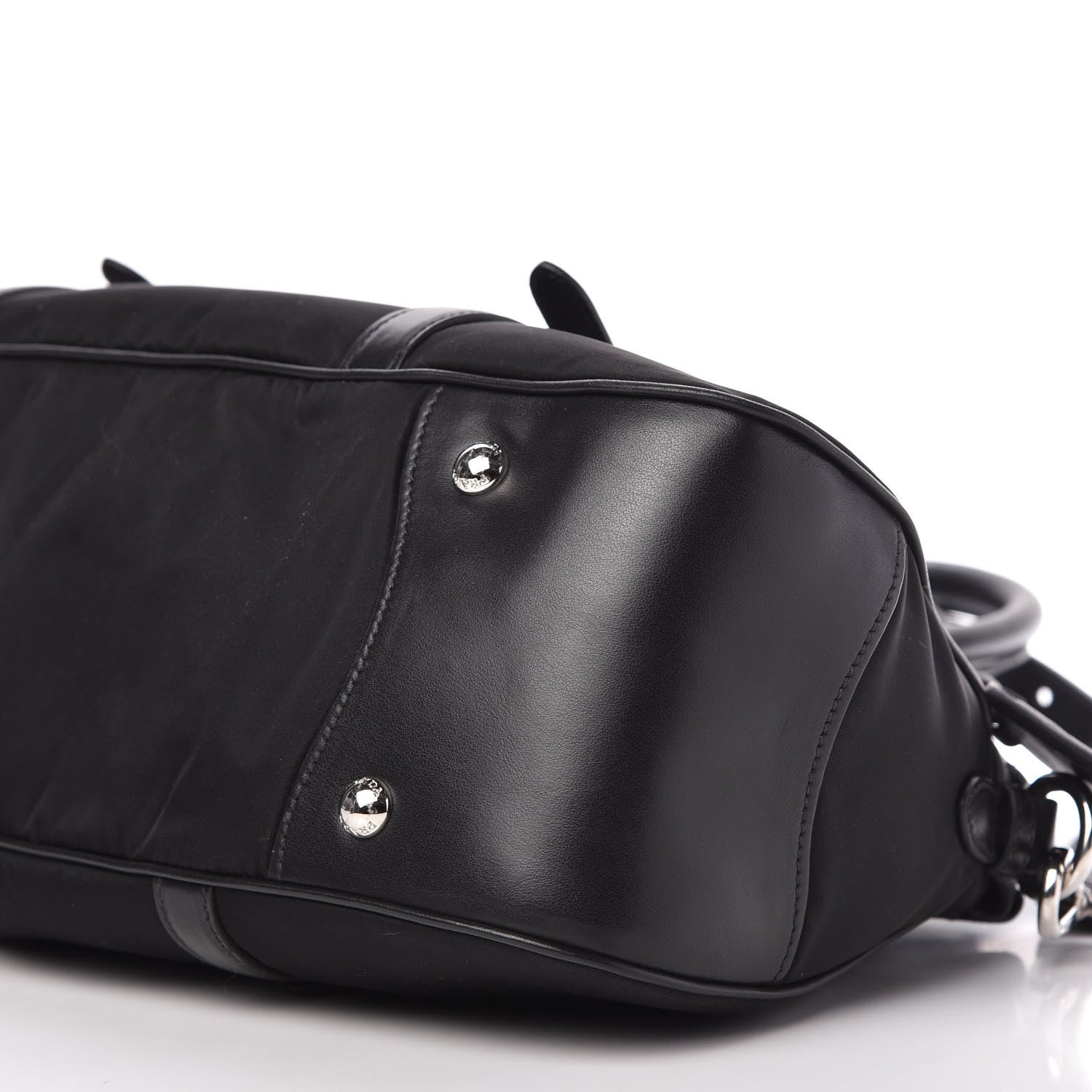 Prada Nylon Tessuto Soft Calf Tote Black 7 of 10