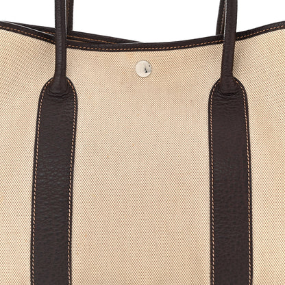 Hermes Buffle Skipper Toile Garden Party 36 MM Tote Marron Fonce 7 of 13