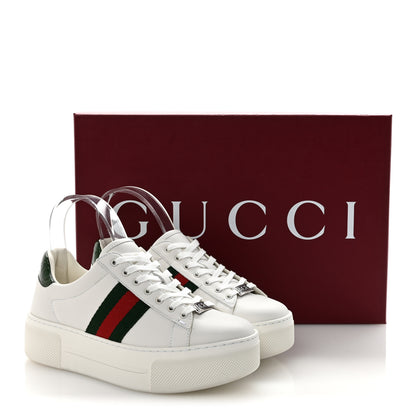 Gucci Ultralight Plume Calfskin Web Womens Ace Platform Sneakers 36 White 10 of 10