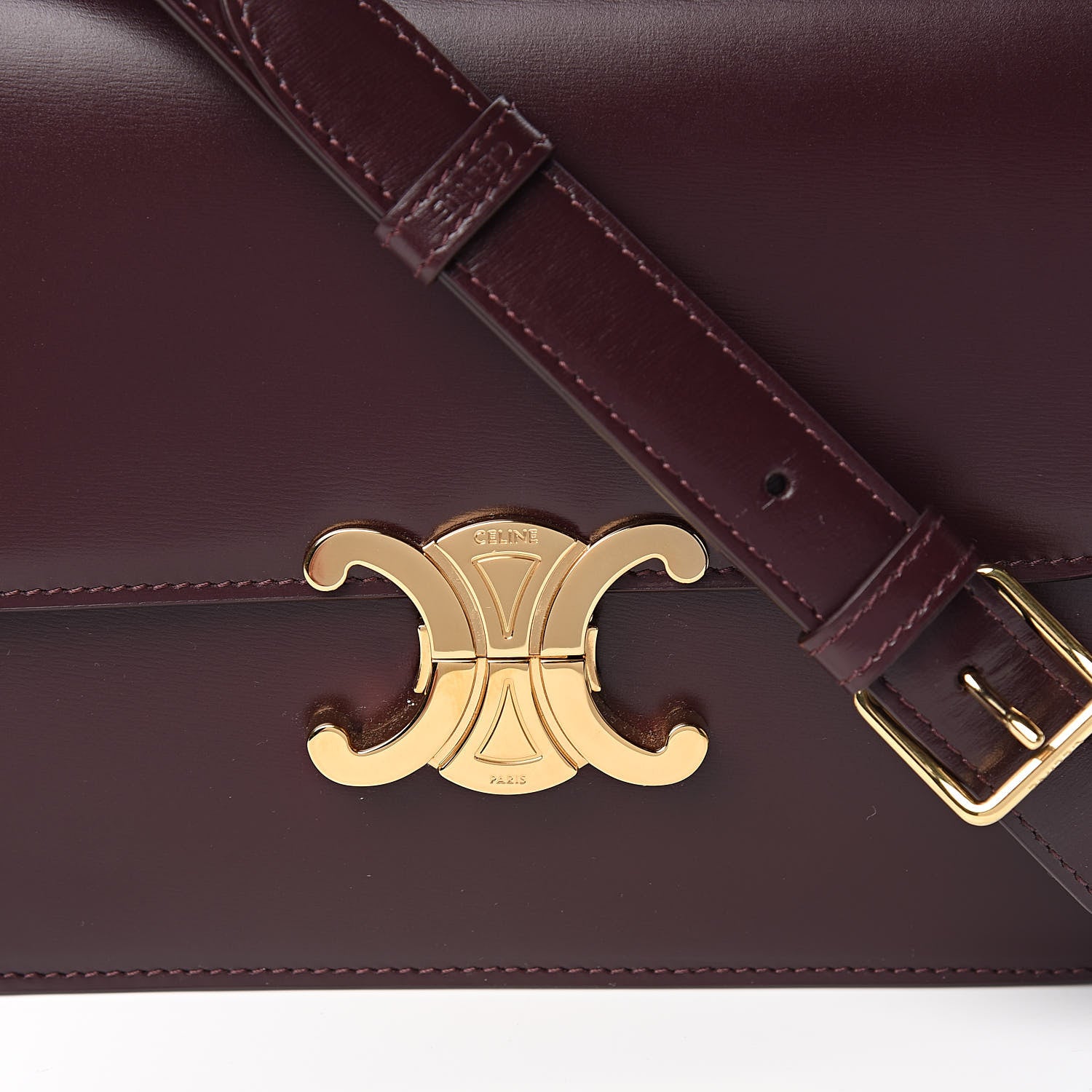Celine Shiny Calfskin Medium Triomphe Burgundy 11 of 11