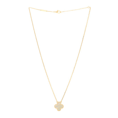 Van Cleef & Arpels 18K Yellow Gold Mother of Pearl Vintage Alhambra Pendant Necklace 3 of 5