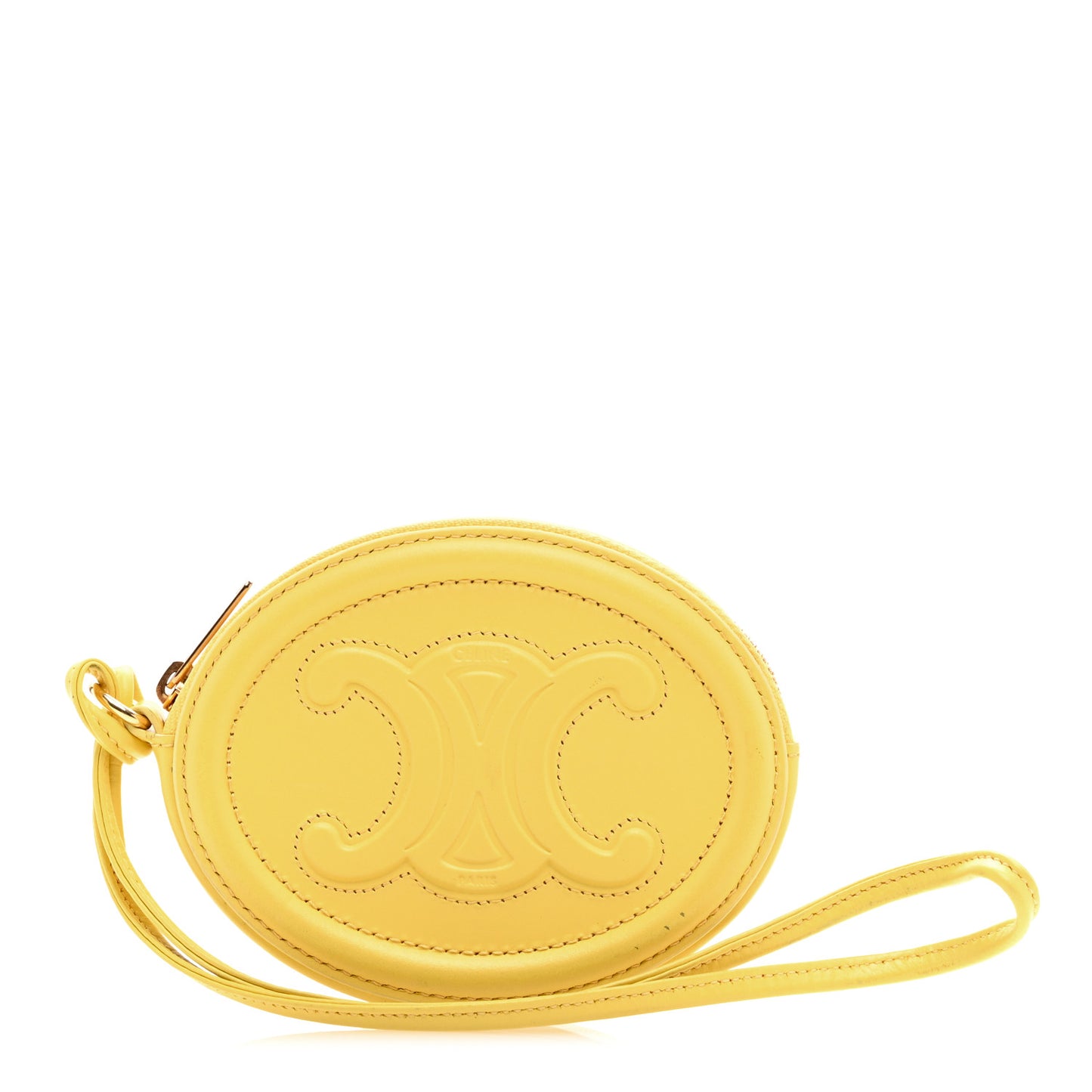Smooth Calfskin Triomphe Oval Wallet Yellow