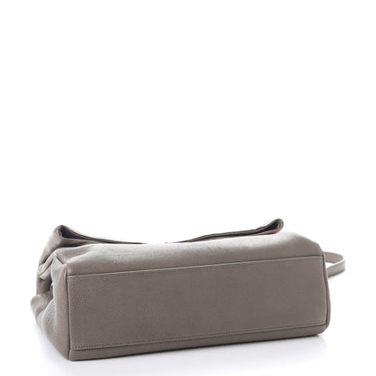 Saint Laurent Grained Calfskin Medium West Hollywood Monogram Fold-Over Grey 4 of 10