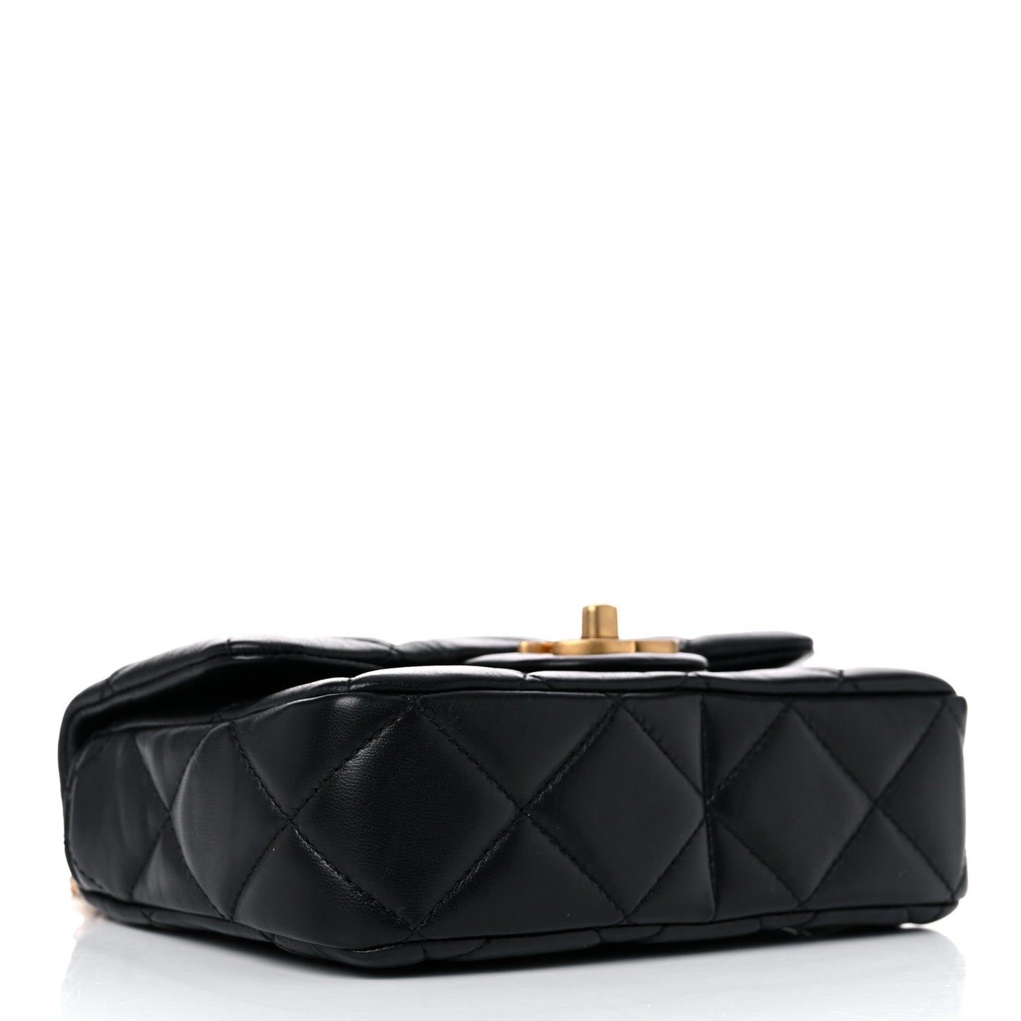 Lambskin Enamel Quilted Mini Pending CC Square Flap Black