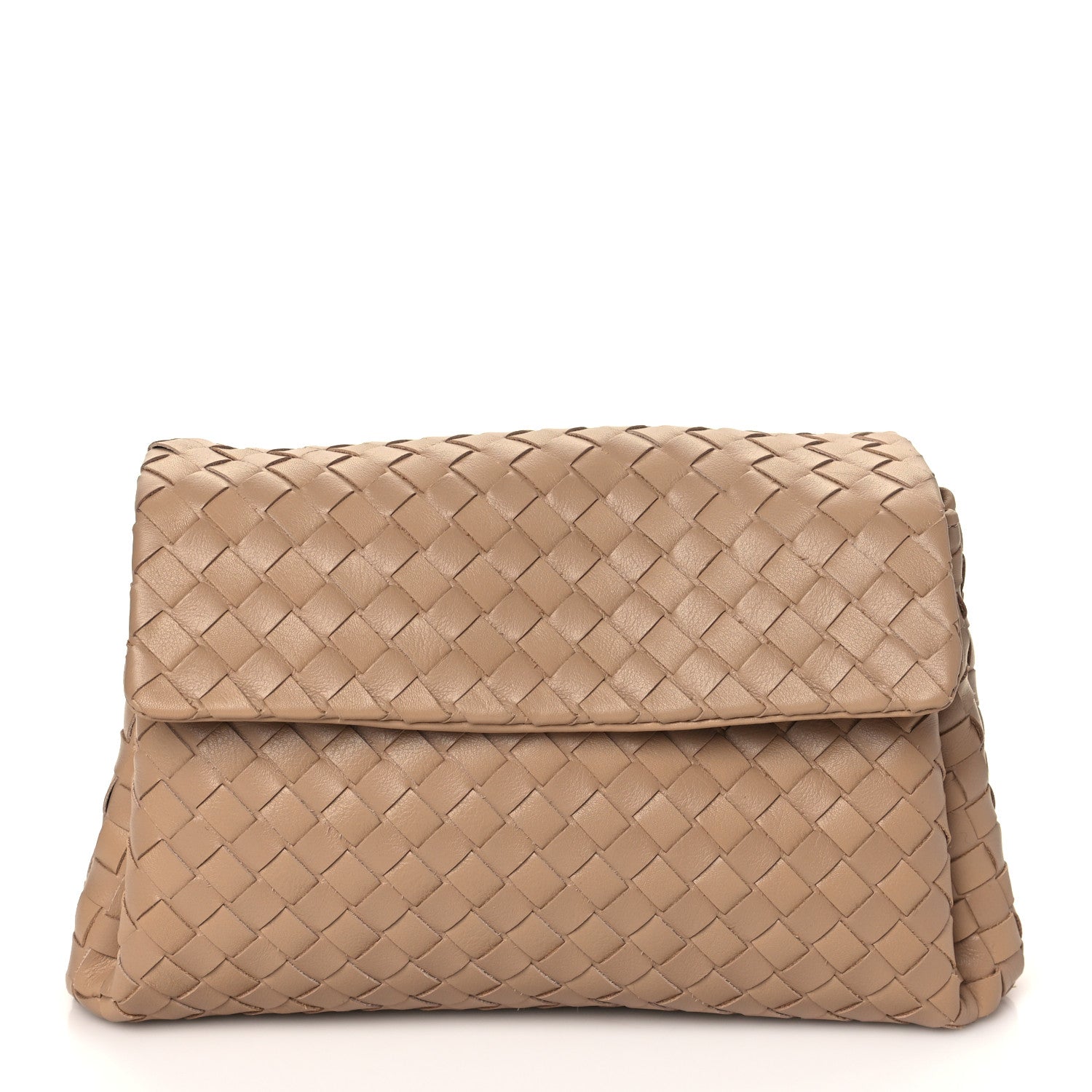 Bottega Veneta Nappa Intrecciato Flap Clutch Almond 1 of 10