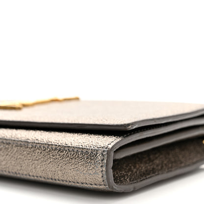 Saint Laurent Grained Metallic Calfskin Monogram Chain Wallet Bronze 8 of 8