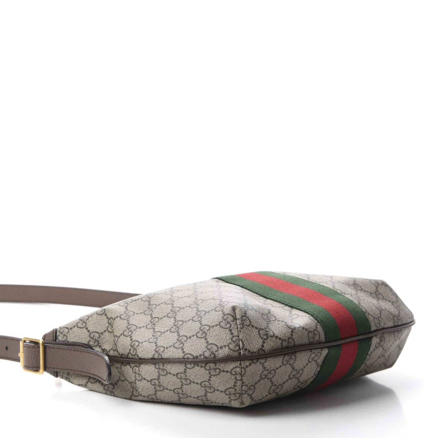 GG Supreme Monogram Web Small Ophidia Half Moon Hobo Brown