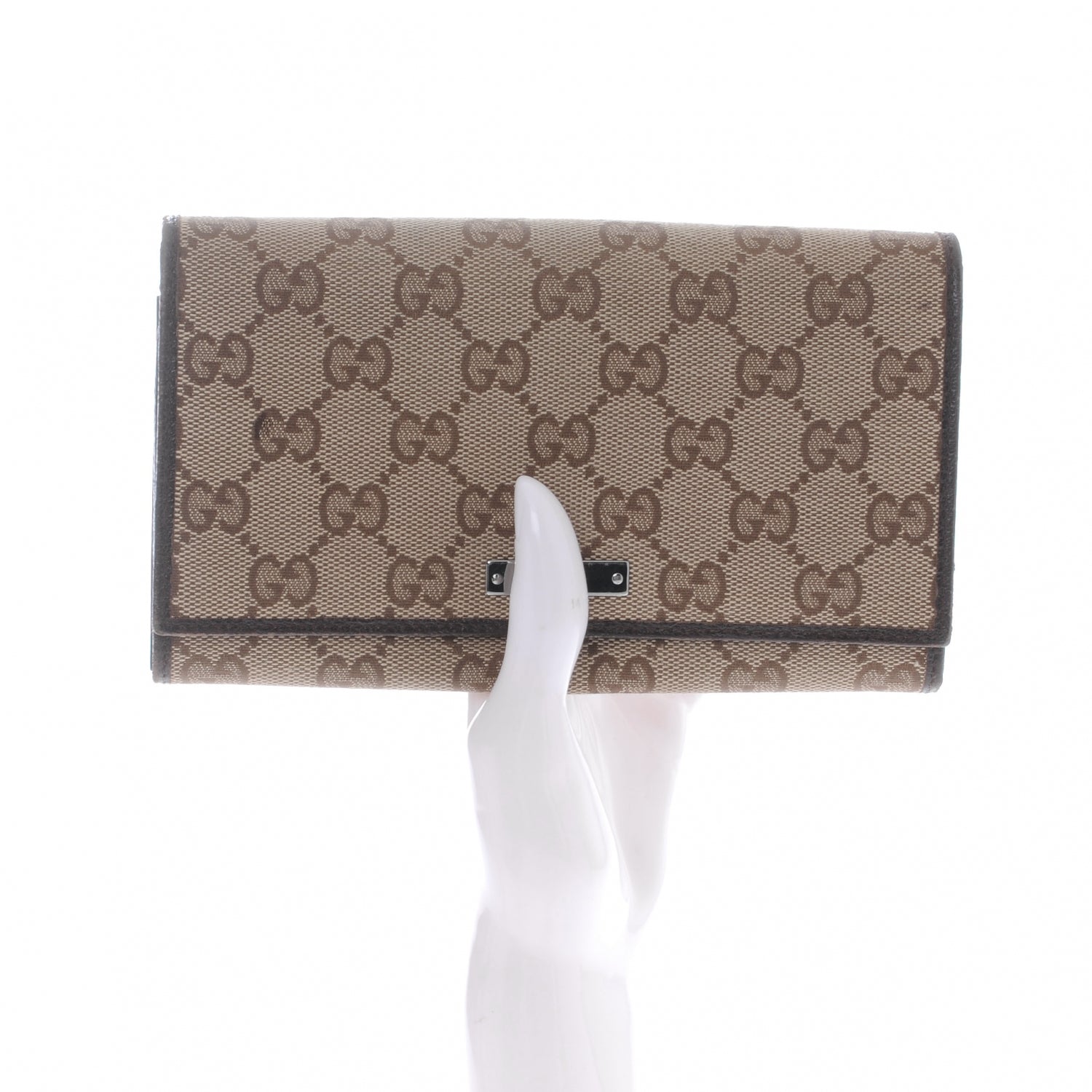 Gucci Monogram Metal Bar Continental Flap Wallet Brown 2 of 7