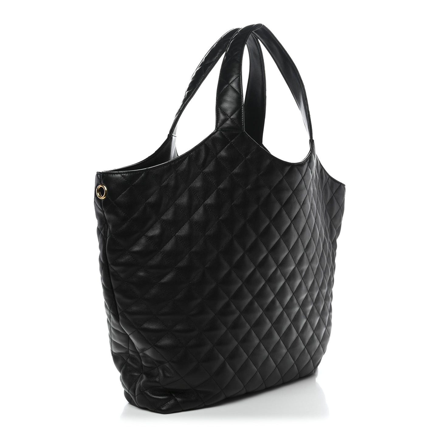 Lambskin Quilted Maxi Icare Shopping Tote Black