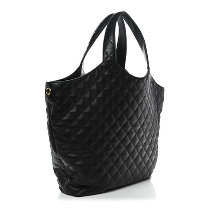 Saint Laurent Lambskin Quilted Maxi Icare Shopping Tote Black 4 of 11