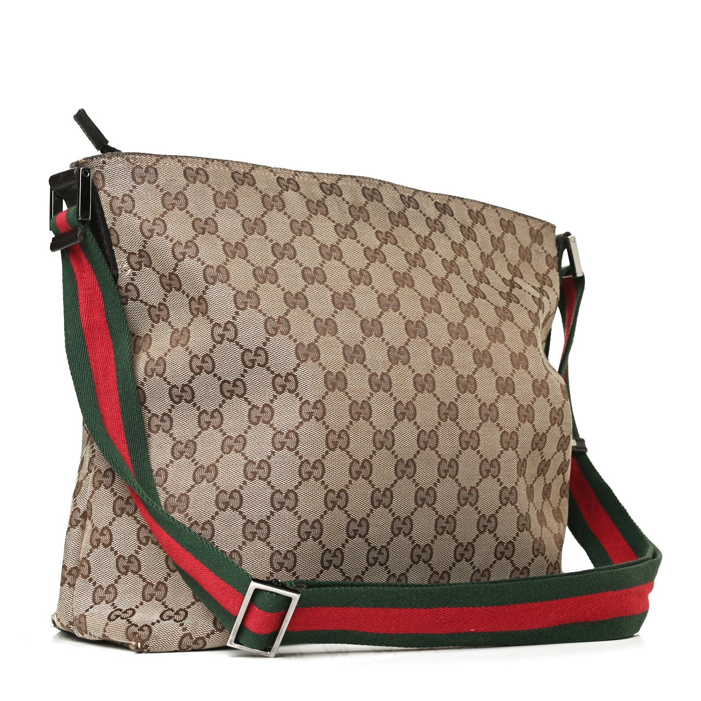 Monogram Web Medium Flat Messenger Bag Brown